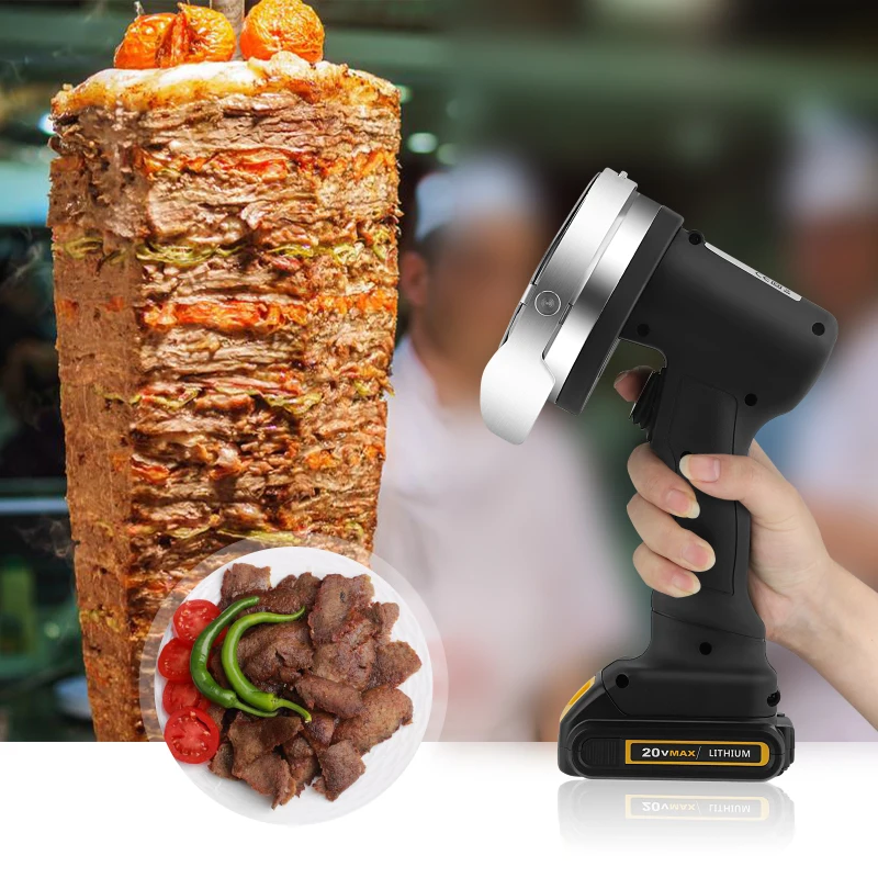 

Professional Cordless Electric Turkish Kebab Knife Portable Cordless Meat Cutter Handheld Turkish Kebab Slicer with 2 Blades