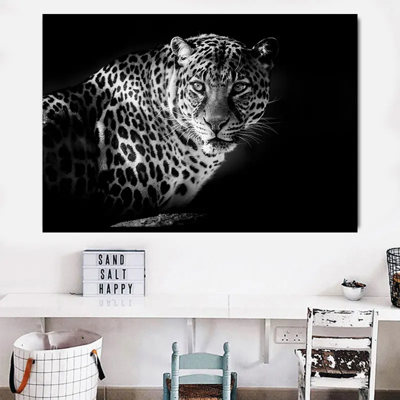 Плакаты печатные картины гепард настенная живопись черно-белые животные для