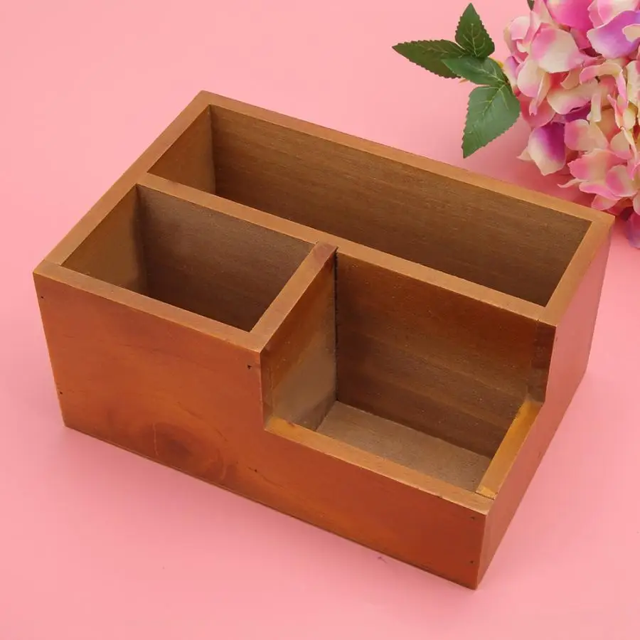 Plant Pot Home Office Desktop Wooden Three Grids Succulent Flower Storage Box Decoration | Дом и сад