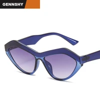 2021 new retro cat rye sunglasses women men cool fashion europe and america eyeglasses double color unique anomaly eyewear blue