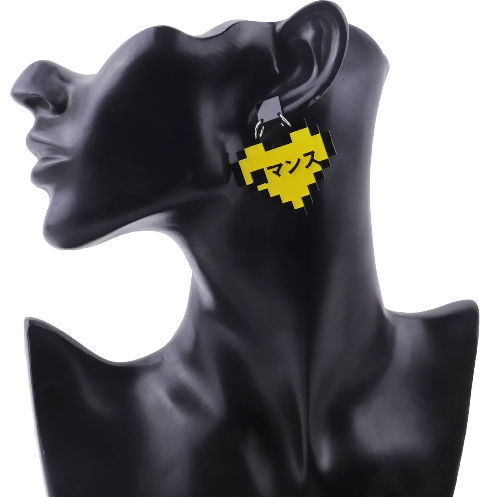 

New Fashion Yellow Square Heart Acrylic Drop Earrings for Women Geometric Peach Love Dangle Earrings Punk Party Jewelry Gifts