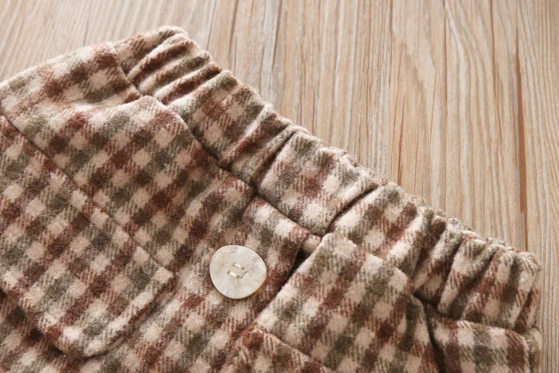 Весенняя Юбка для маленьких девочек Клетчатая юбка на пуговицах детей Одежда