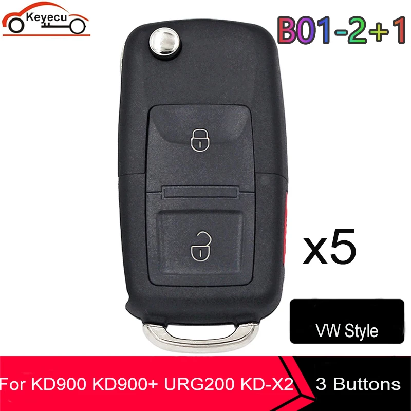 

KEYECU 5x KEYDIY B Series B01-2 + 1 B01-3 Универсальный KD пульт дистанционного управления 3 Buton для KD900 KD900 + URG200 KD-X2 для Volkswagen Style