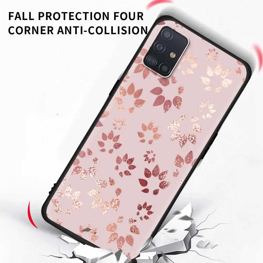 

Rose Pink Pattern Bling Phone Case For Samsung Galaxy A51 A71 A21S M31 M31s M30s A31 A41 A11 A01 M51 Soft Matte Coque Back Cover
