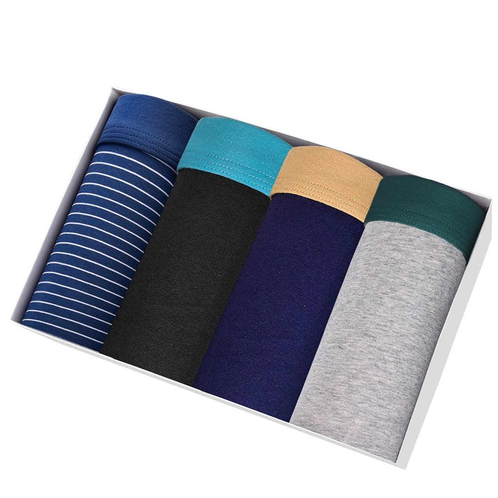 4 шт./комплект мужские хлопковые трусы боксеры|Мужские боксеры| |