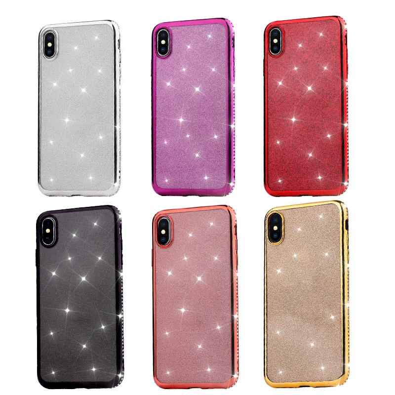 Ультратонкий блестящий чехол со стразами для iPhone 7 6 6S 8 Plus мягкий из ТПУ 11 Pro X XR XS MAX