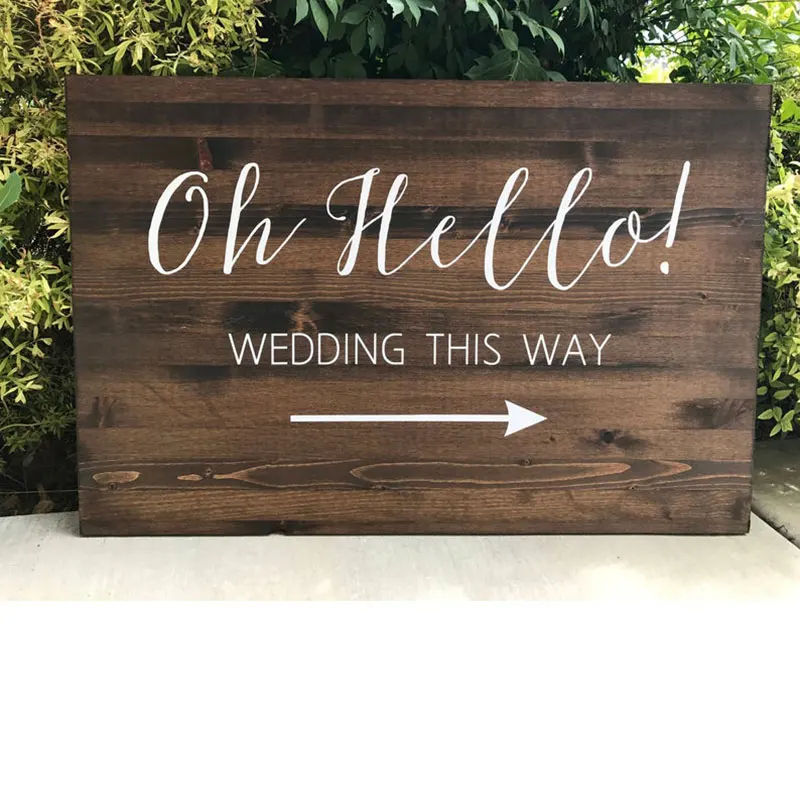 

Oh Hello! Wedding This Way Personalized Wedding Welcome Sign,Rustic Wood Wedding Signs, Wedding Welcome Board Wedding Boards