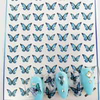 2021 new 3d nail art stickers bohemia blue butterfly image nails stickers for nails sticker decorations manicure z0440