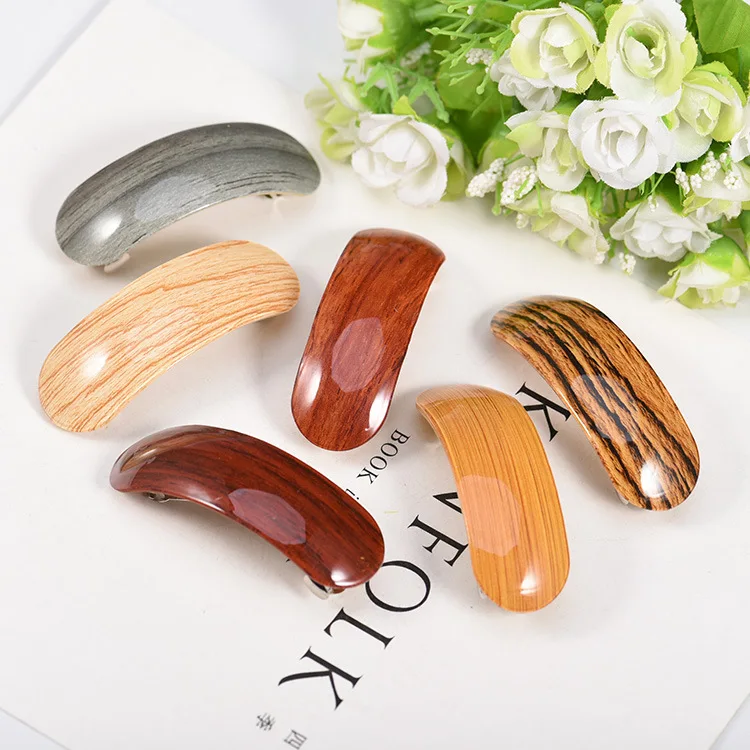 

New Fashion Imitation wood stripes Girls Acrylic Horsetail Hair clips Hairpins Barrettes Headband Womens Hair Accessories