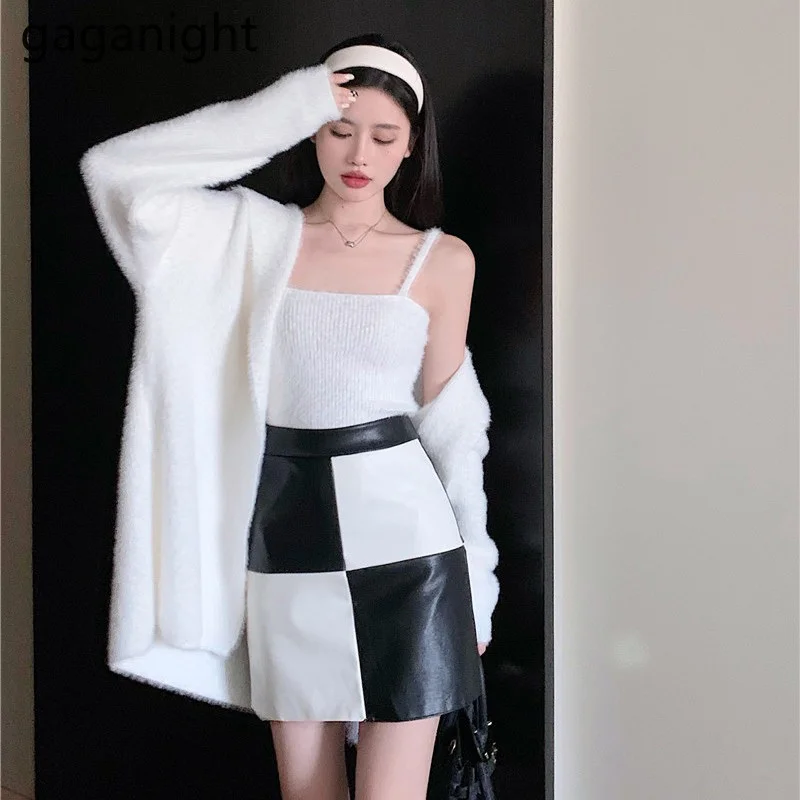 

Gaganight женский свободный кружевной свитер средней длины с длинными рукавами и V-образным вырезом пальто 2021 осень-зима новый плотный Теплый Вя...