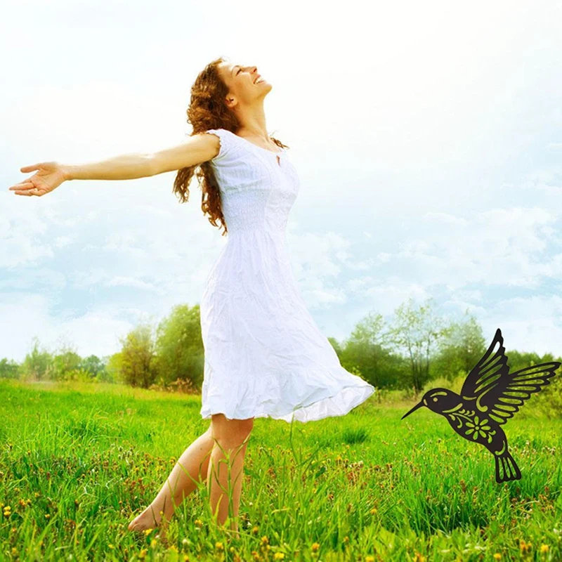 

Bird Silhouette Garden Stake Acrylic Black Bird Floral Cutouts Yard Art Lawn Outdoor Patio Home Garden Decor