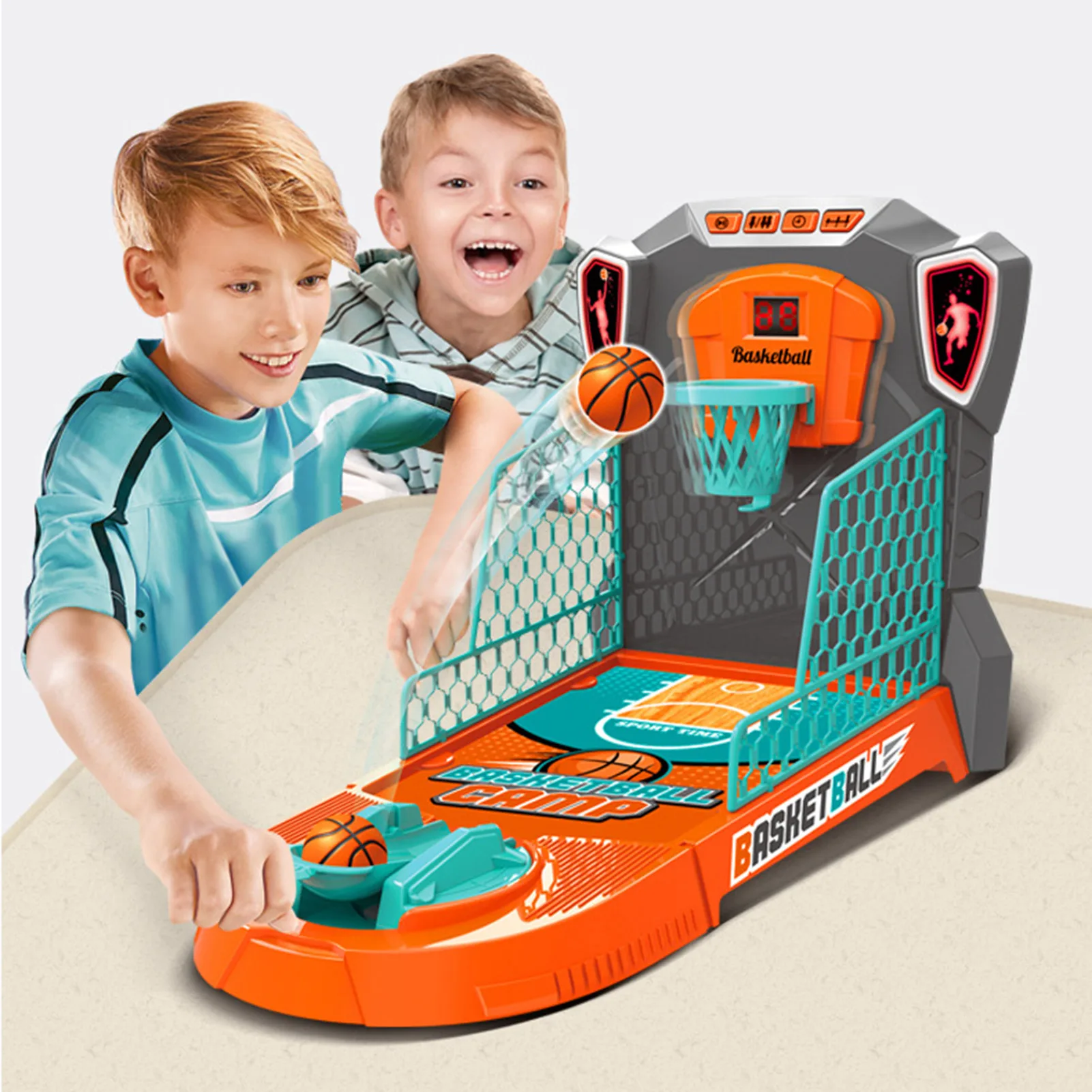 

W/Flashing lights Mini Pitching Machine Safe Interesting Desktop Basketball Game for Child Education Toys Mini Pitching Machine