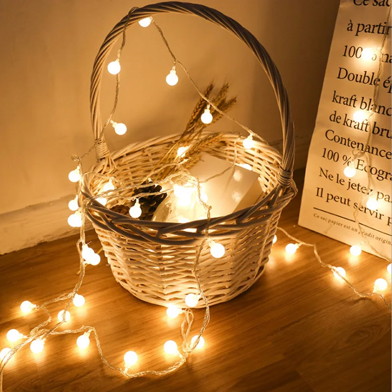 2M Ball LED String Light 20LED Festoon Chain Fairy Lights Holiday Christmas Wedding AA Battery for home Garland Decoration