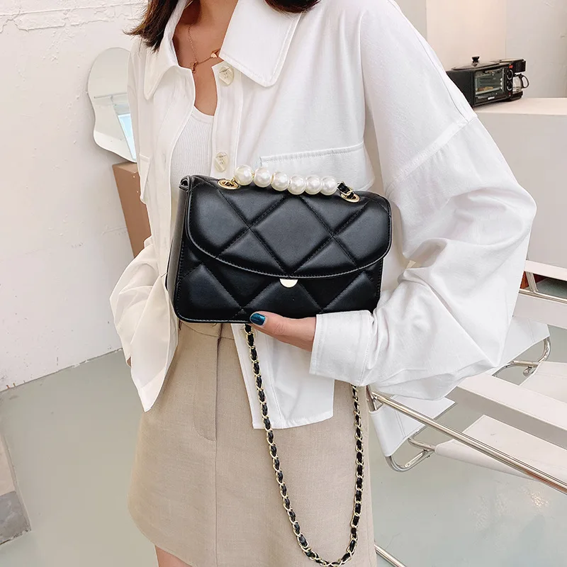 

High-quality ladies messenger bag 2021 new wild casual rhombic embroidery thread chain texture one-shoulder small square bag