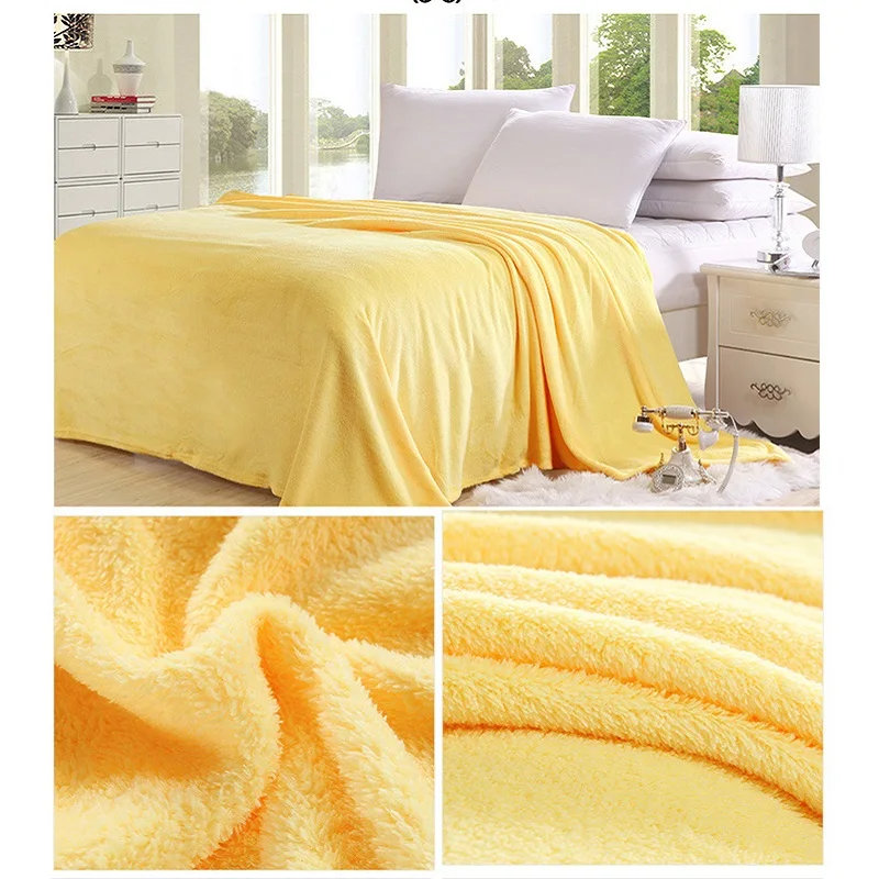 

Coral Fleece Flannel Blankets For Bed Solid Color Sofa Cover Bedspread Soft Plead For Home Bed Cover Office Washable Blankets
