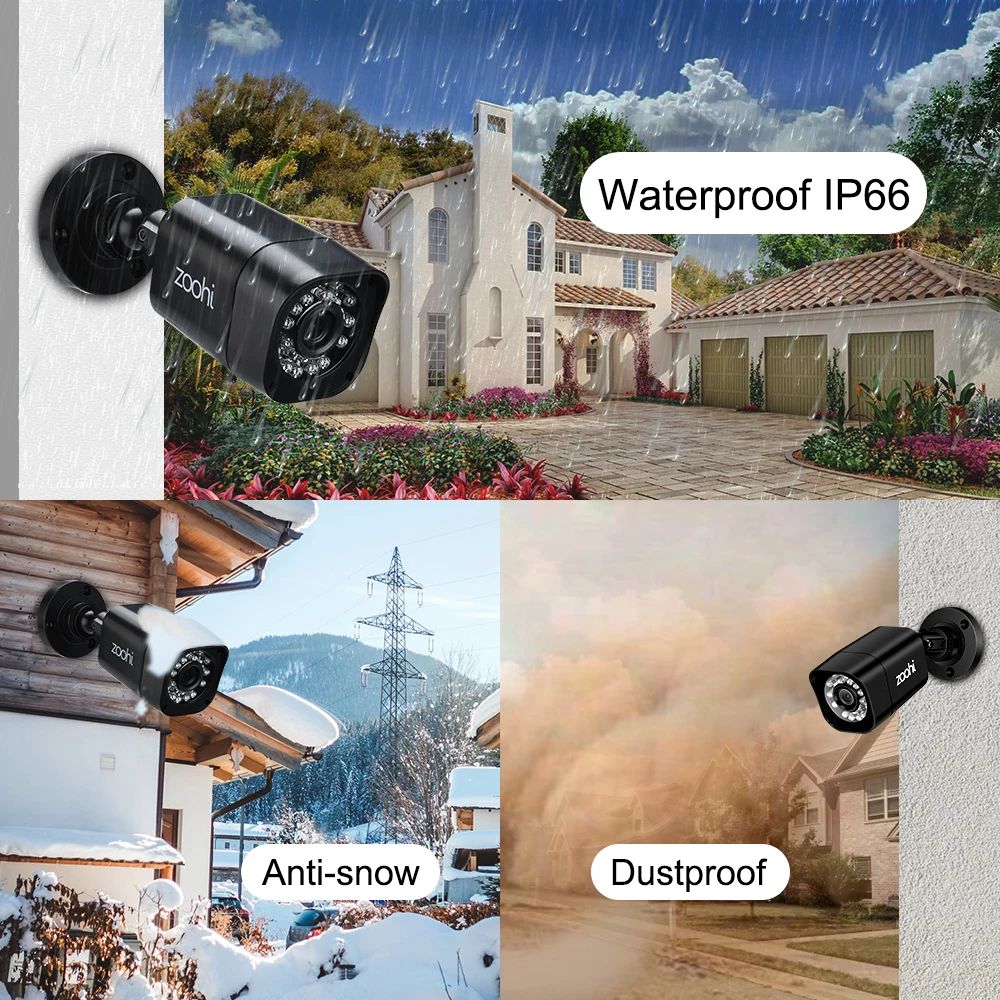 Zoohi камера безопасности DVR комплект AHD CCTV система 8CH 720P/1080P водонепроницаемая
