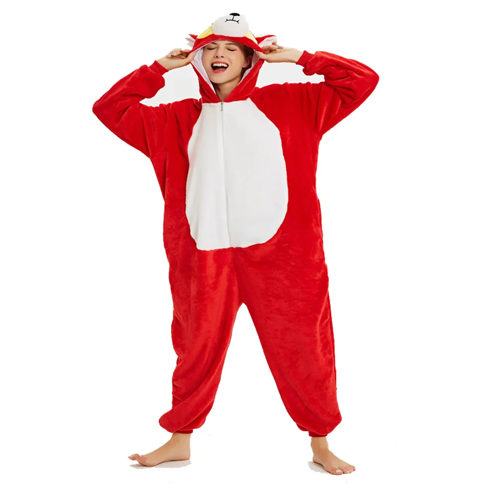 Пижама кигуруми Унисекс Женская пижама цельный комбинезон с капюшоном Мужская