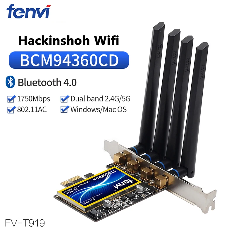 FV T919 двухдиапазонный 1750 Мбит/с 802.11AC Hackintosh PCI E WiFi адаптер Express беспроводной BCM94360CD +