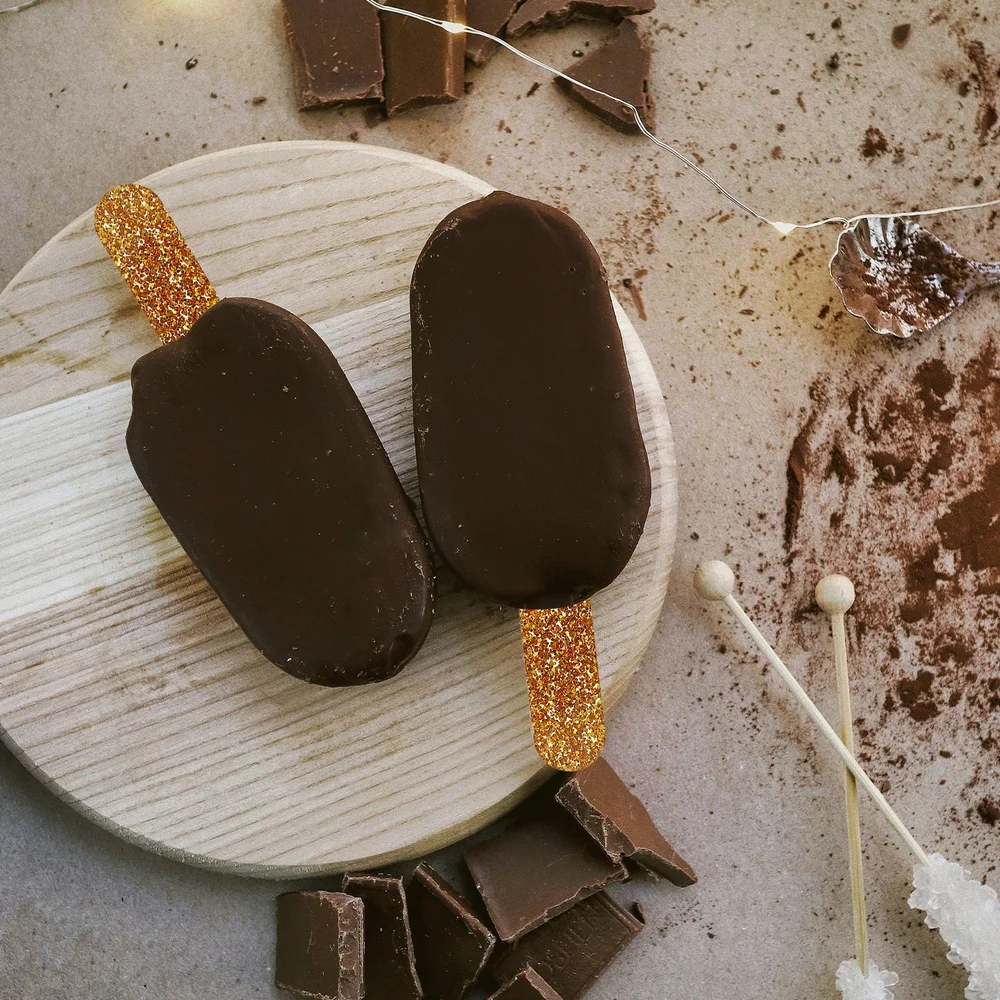 

20pcs Reusable Acrylic Ice Cream Sticks DIY Ice Cream Popsicle Sticks (Golden)