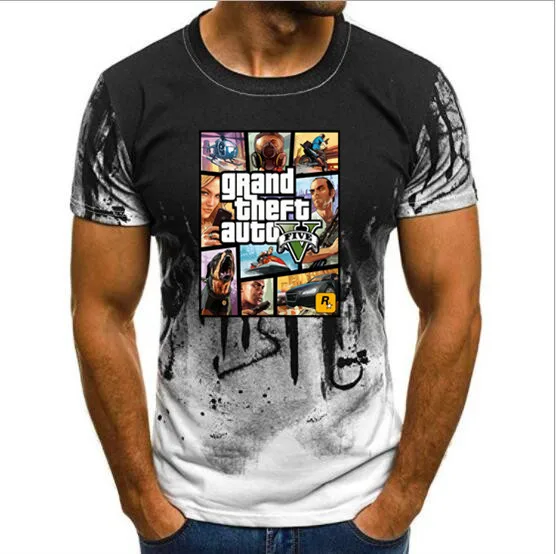 Новинка футболка Grand Theft Auto GTA Мужская Уличная длинная с 5 мужские футболки