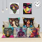 Декоративная наволочка для Африканской девушки, наволочка для подушки с Африканским граффити, льняная наволочка для домашнего декора