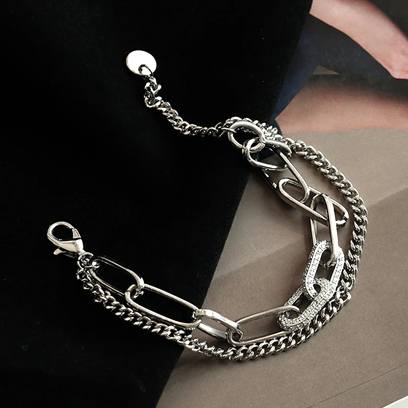 

Новый комплект детской одежды в стиле «хип-хоп» в виде геометрических фигур двойной Слои браслет-цепочка для женщин оригинальный дизайн Ша...