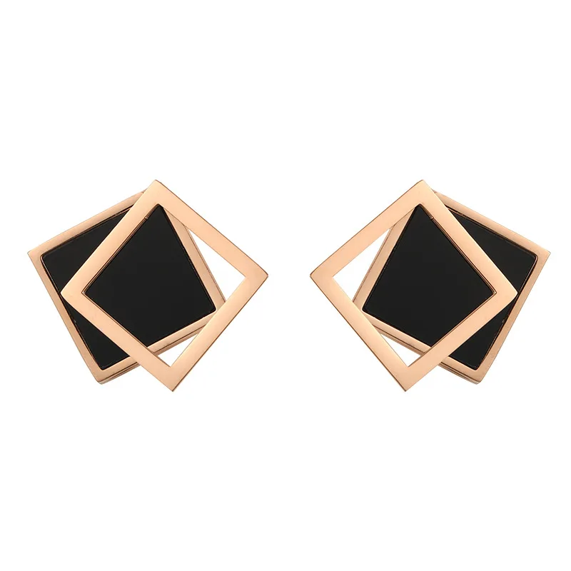 Женские квадратные серьги-гвоздики из титановой стали | Украшения и аксессуары
