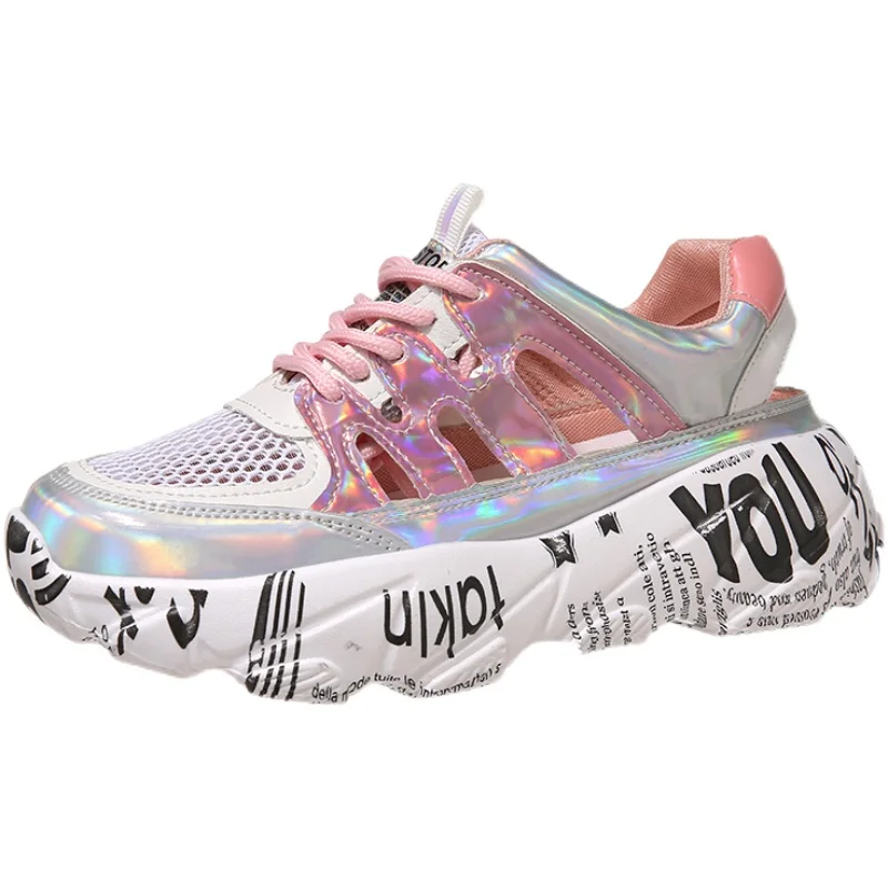 

Spring And Summer New Style Mesh Hollow Breathable Large Size Ladies Single Shoes All-Match Thick-Soled Sports Casual Shoes