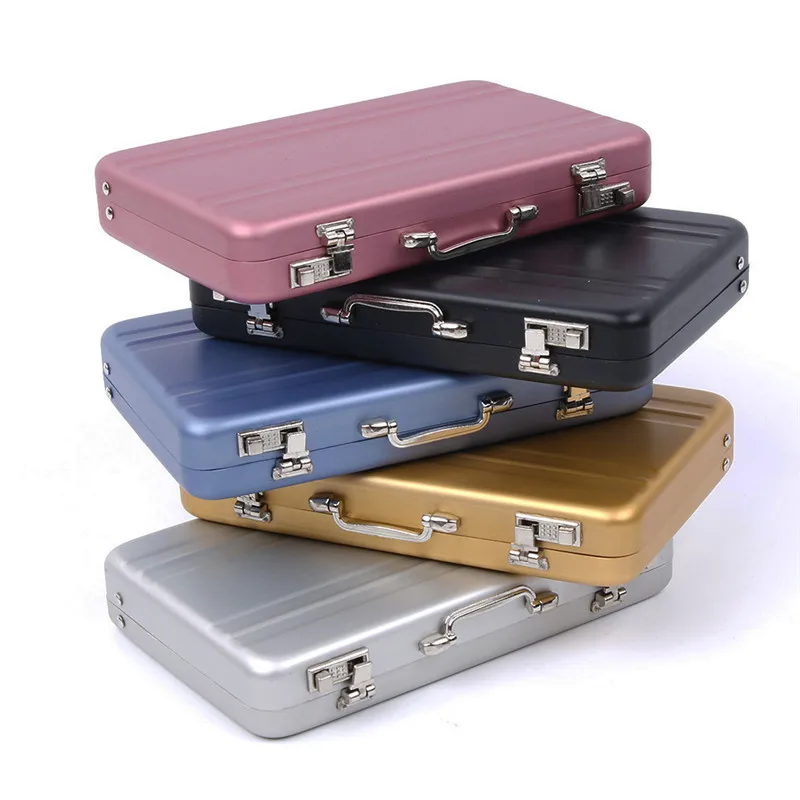 

New Aluminum Storage Box Business ID Credit Card Holder Mini Suitcase Bank Card Box Holder Jewelry Case Organizer Rectangle