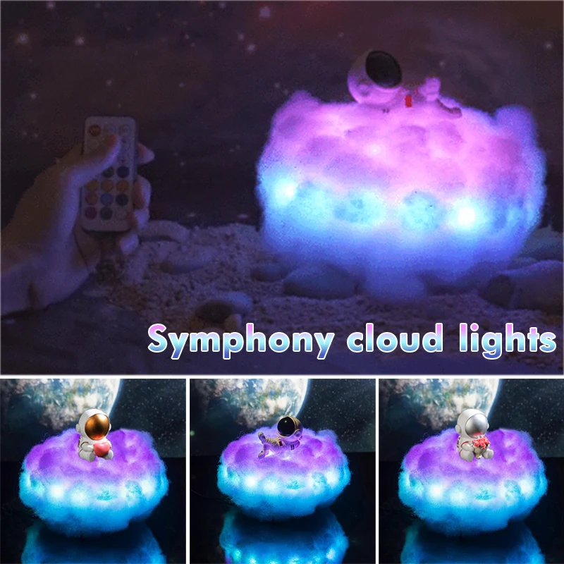 

LED Colorful Clouds Astronaut Lamp with Rainbow Effect Remote Control Children's Night Light HUG-Deals