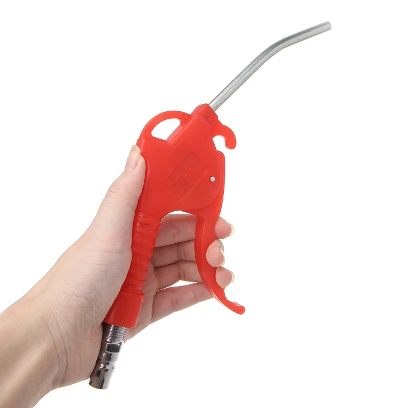

C5AD Spring Loaded Trigger Bent Tube Nozzle Red Air Blow Dust Cleaner w/ Adapter