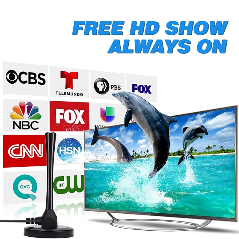 

HD Indoor Digital TV Antenna with Amplifier, Long 150 Miles Range Reception Supports 4K 1080P HDTV Television for Local