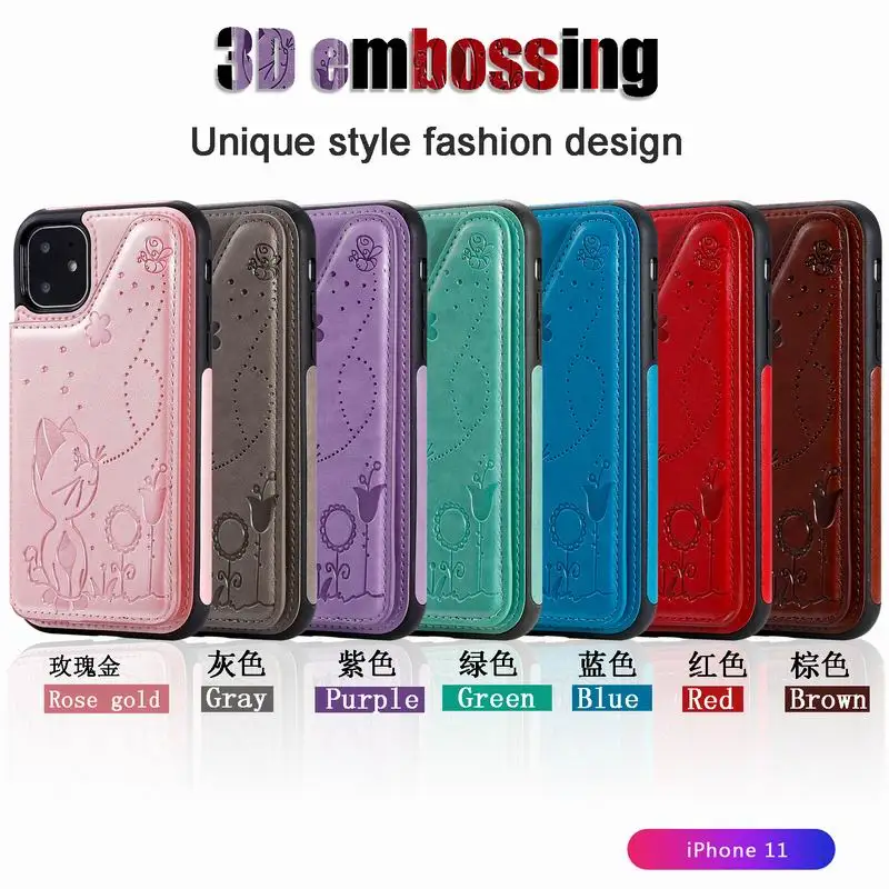 Чехол с несколькими отделениями для карт iphone SE2 6 6S 7 8 Plus X XS Max XR 11 Pro 12 Mini Кожаный
