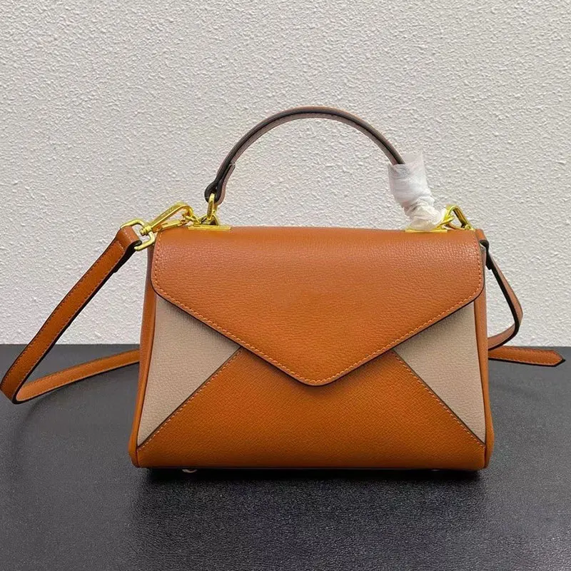 

Classic brand ladies handbags, cowhide stitching contrast color design shoulder bag messenger bag, simple, stylish and generous
