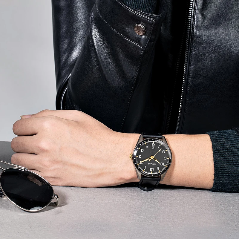 RUIMAS Простые повседневные Роскошные Кварцевые часы мужские военные кожаные