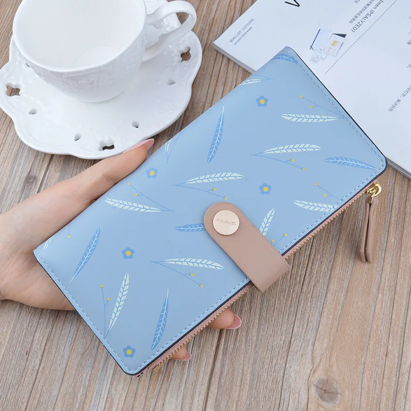 New style ladies wallet women long zipper buckle Korean fashion printing thin wallet multi-card position soft wallet card case