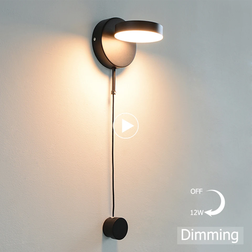 Светодиодный настенный светильник 0 12 Вт с регулируемой яркостью переключателем