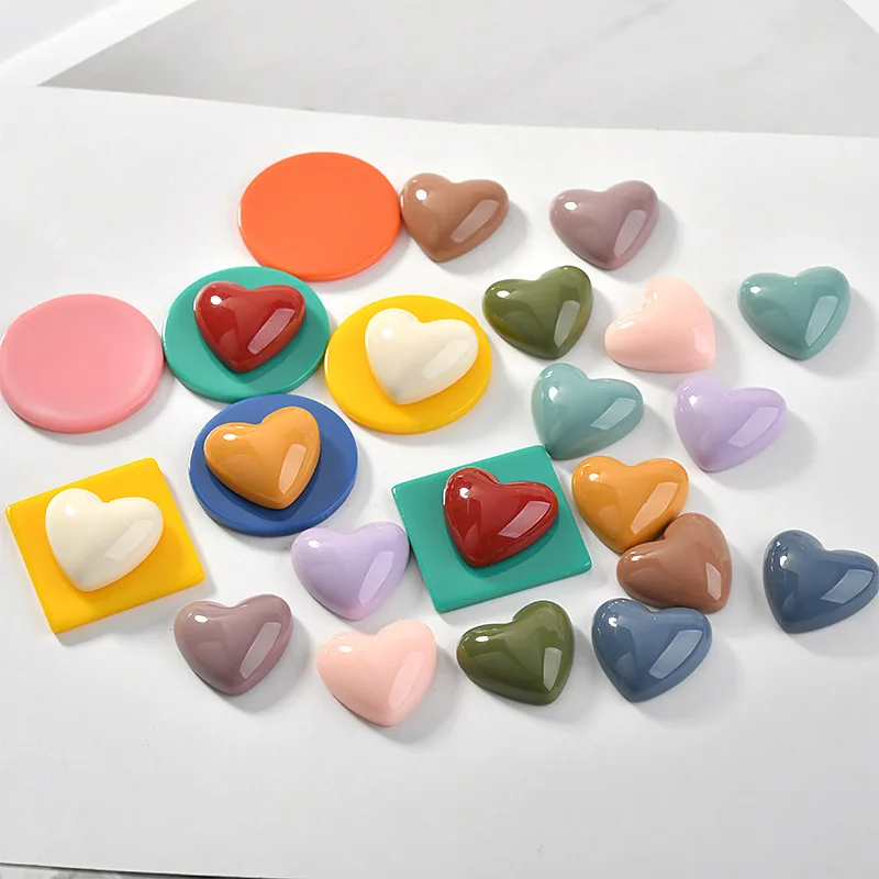 10pcs 17 18mm retro solid color heart shaped resin earring pendant accessories diy mobile phone case making accessories free global shipping
