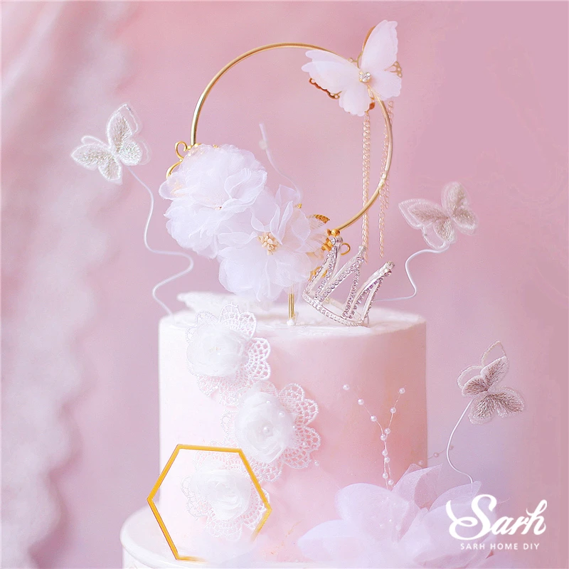 Бабочка пряжа проволока Ловец снов корона Топпер для торта акрил с днем рождения