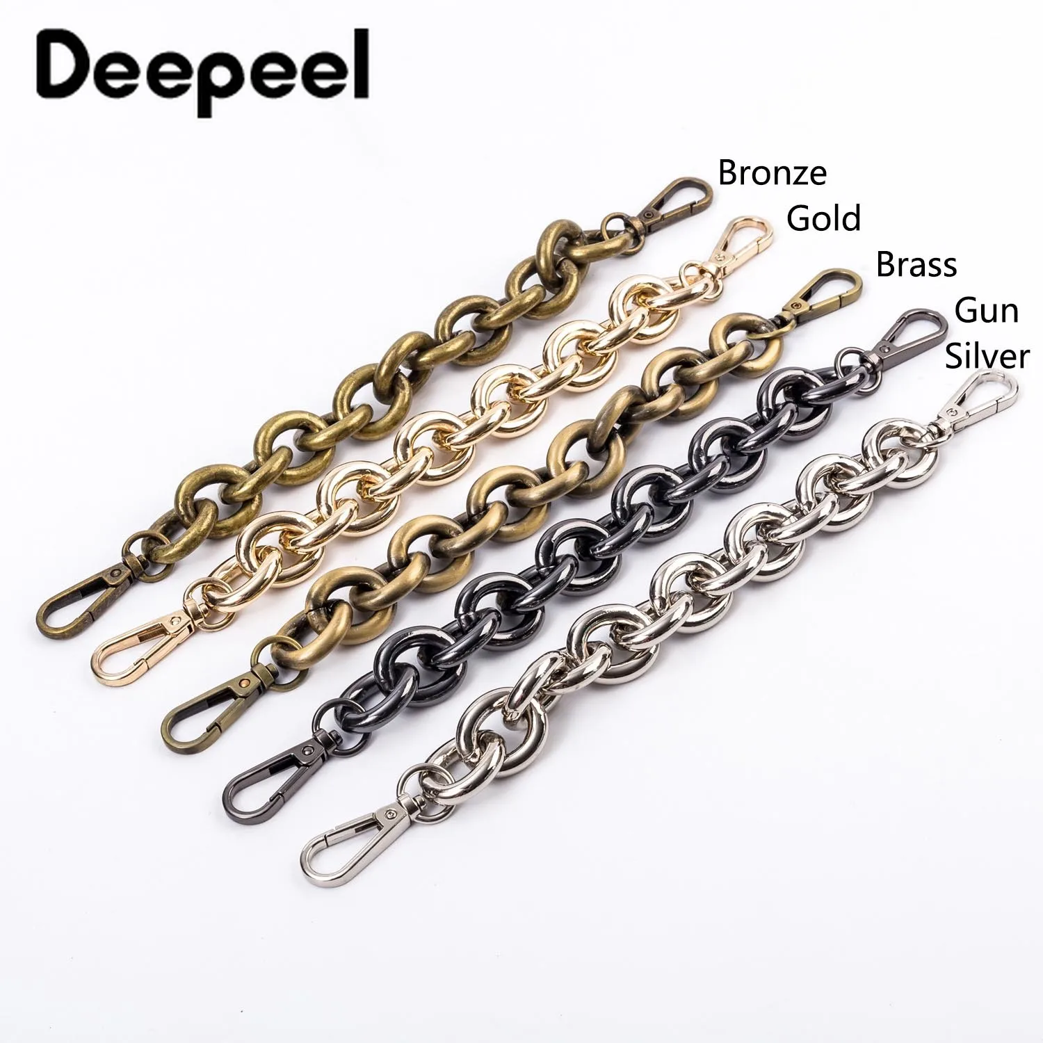 

Deepeel 1pc 30cm Super Wide Chain Bag Handle Metal Purse Handbag Chain Clasp Alloy Buckle Head Bag Hardware Accessory BS156