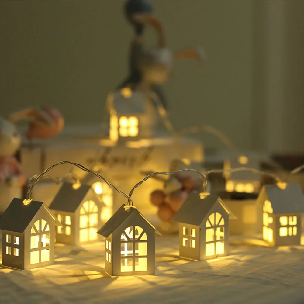

LED Wood House String Light 2M 10LED 3M 20LED Battery/USB Powered Christmas Garland Fairy Light for Wedding Party Holiday Decor