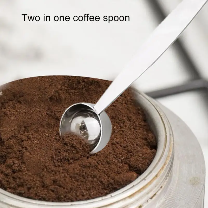 Kitchen Spoon Coffee Sugar Cake Powder Measure 2 in 1 Stainless Steel Tamping Cafe Measuring Tools | Дом и сад