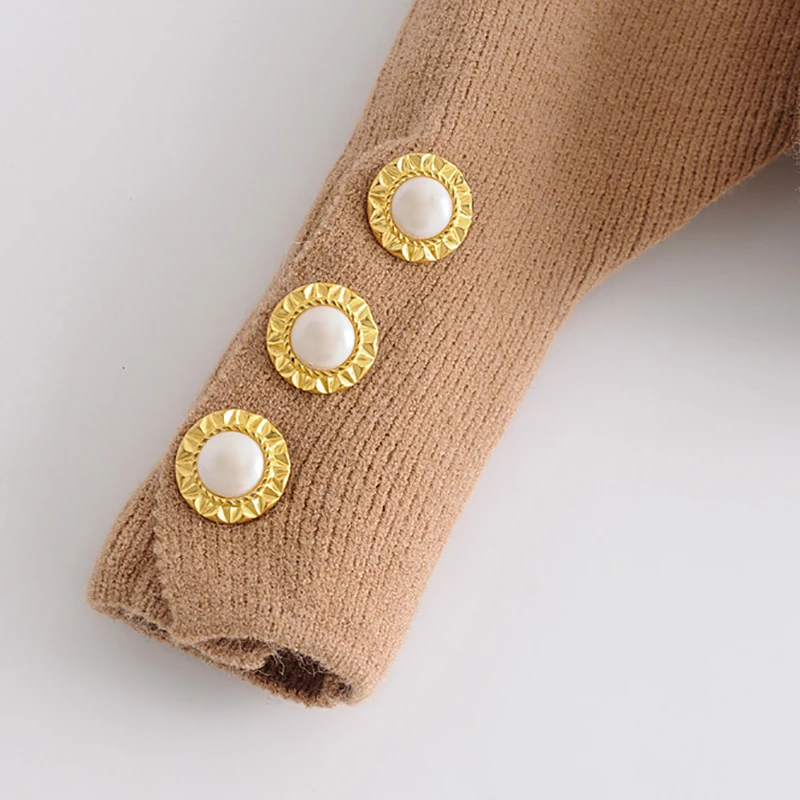 Winter Spring Casual Basic Solid Knitted Loose Short Sweaters Oversized Buttons Long Sleeve Stretchy Pullovers Female | Женская одежда