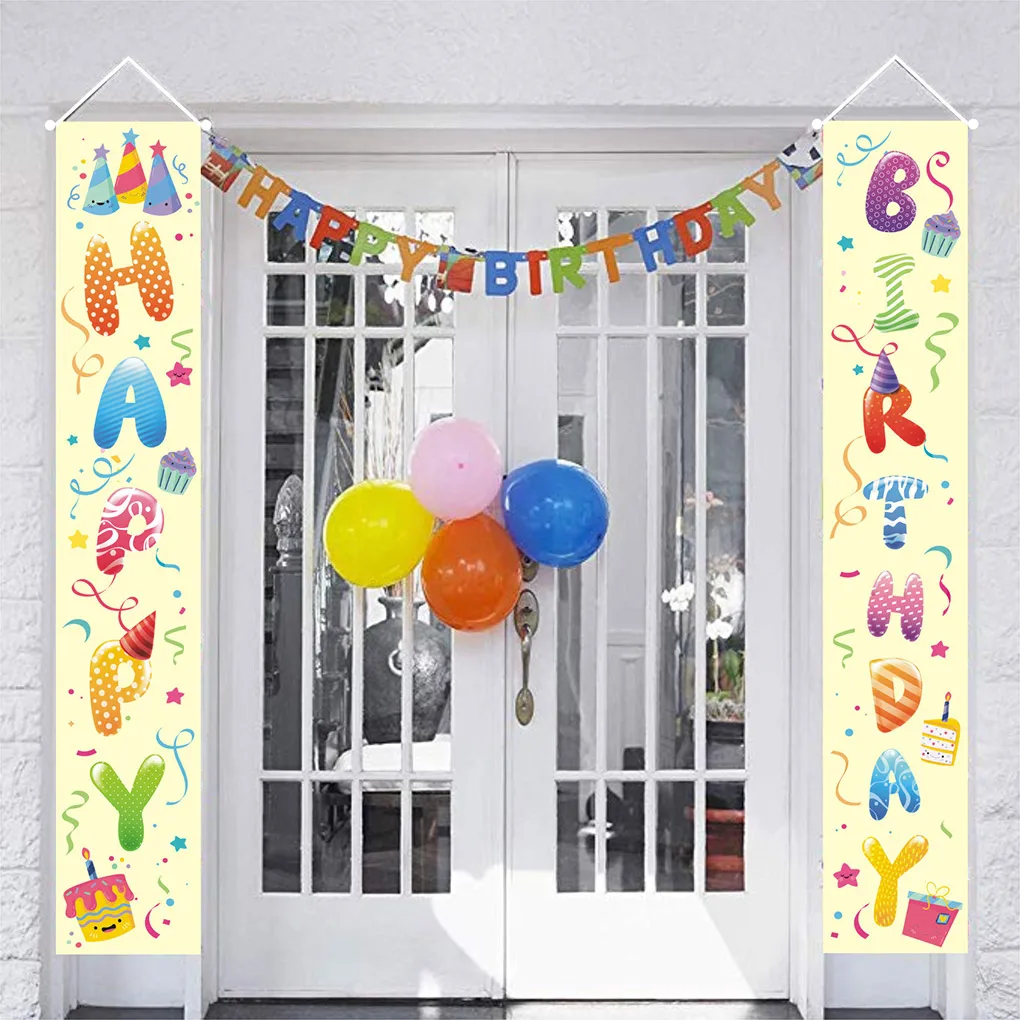 

Декор на день рождения, дверной сдвоенный Декор для дома и улицы, воздушный шар на день рождения, фон, баннер, подвесной флаг, реквизит