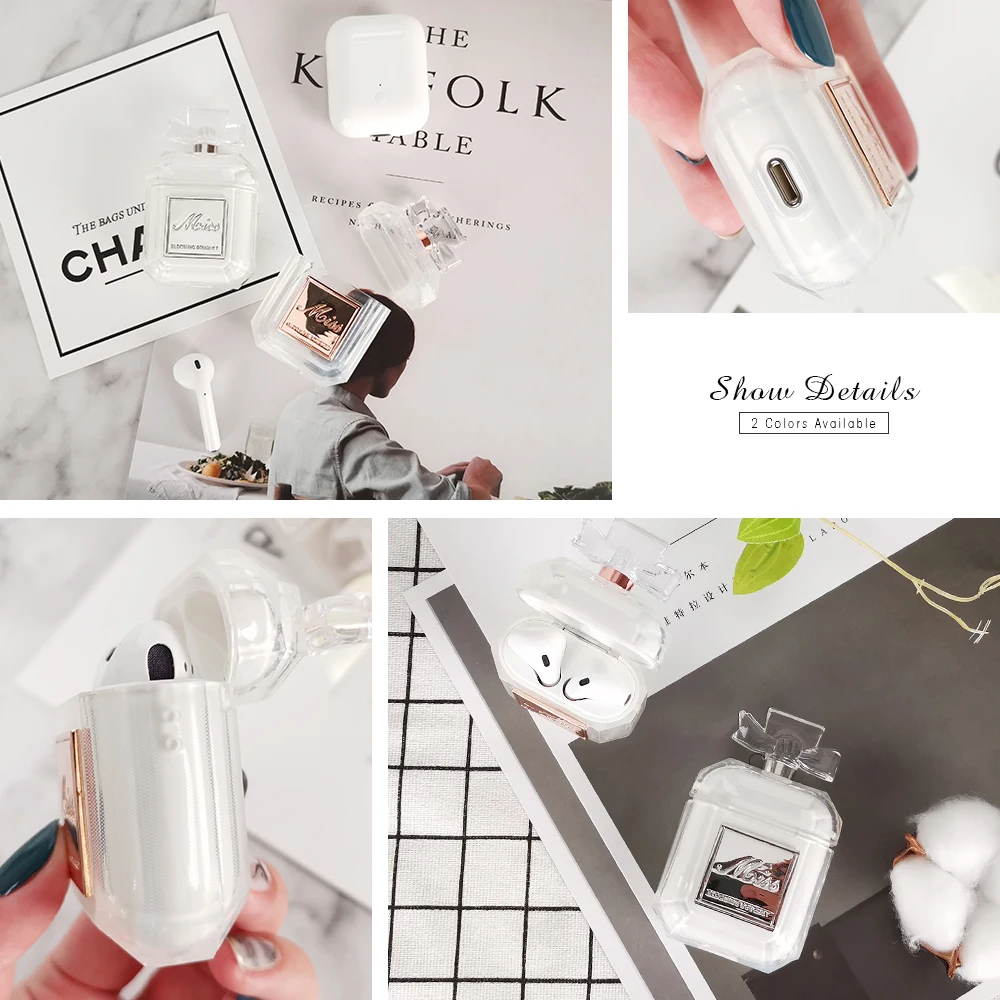 Силиконовый чехол, флакон духов, два цвета, для Airpods 2 1, защитный чехол для наушников, роскошный противоударный и прозрачный мягкий чехол из ТПУ