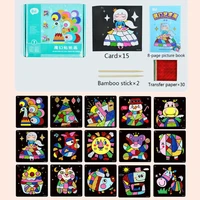 preschool painting kits transfer painting paper stickers art crafts diy customized drawing kit crafts montessori handmade puzzle