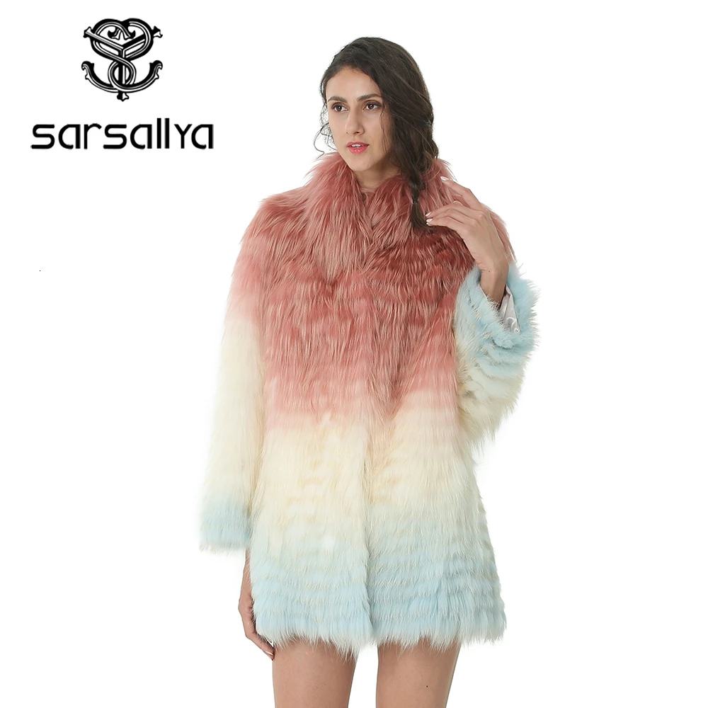 Winter Women Real Fox Fur Coat Luxury Natural Fox Fur Jacket With Fur Collar Cuff Fashion Real Fur