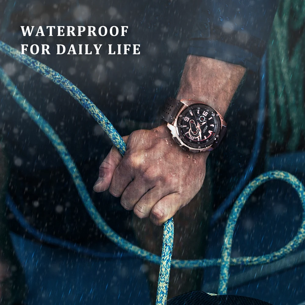 MEGIR черные спортивные часы для мужчин военные армейские Мужские Силиконовые