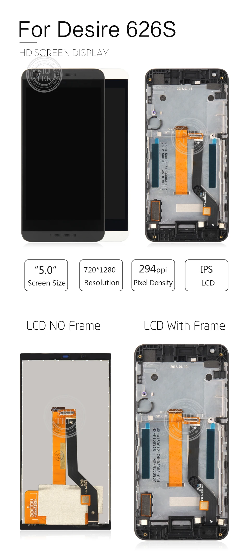 Srjtek экран для htc Desire 626S ЖК-дисплей сенсорный дигитайзер сенсор стекло 5,0 D626S ЖК-рамка(не подходит для 626 626G 626PH