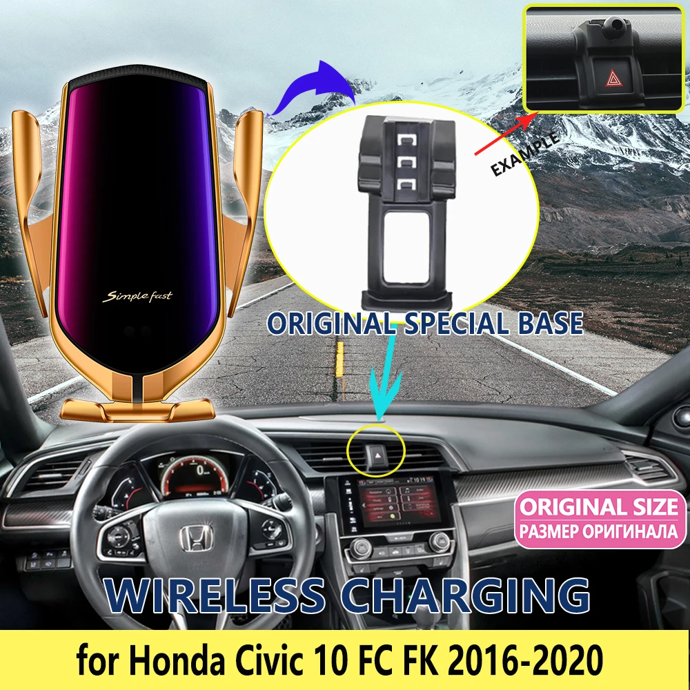 

Автомобильный мобильный телефон-держатель для Honda Civic 10 FC FK 2016 2017 2018 2019 2020 GPS 360 градусов вращение аксессуары для iphone